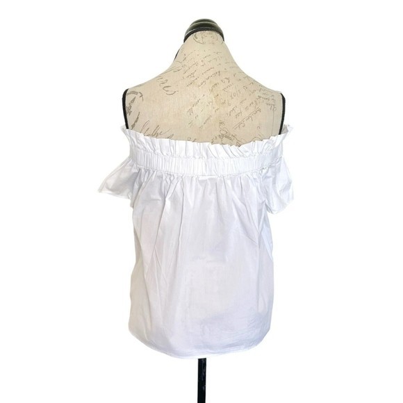 Gap Womens Off Shoulder White Blouse Ruffled Cotton Short Sleeve Size Small - Picture 6 of 12